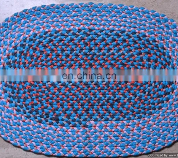 Indian Handmade Braided Door Mat Ethnic Embroidered Multicolored Floor Mat Carpet photo-3