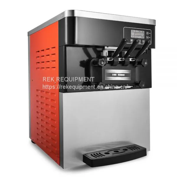 Commercial 3 Flavors Soft Ice Cream Machine 20-28kg/h Cones Maker photo-2