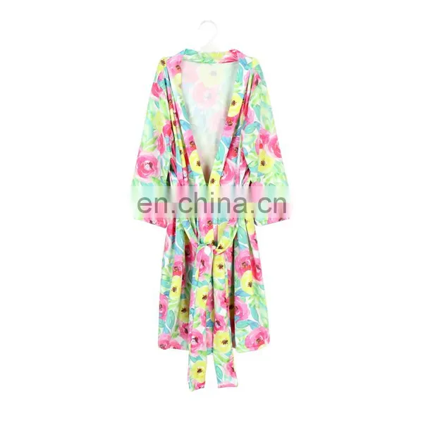 Pink Flower Mommy Robe for Maternity Nursing Robe Bridesmaid Kimono Sleepwear photo-5