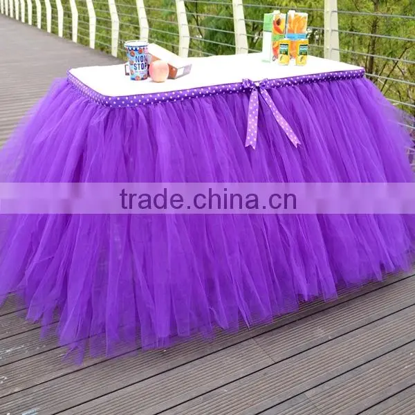 Slumber Party Tutu Tulle Table Skirt Cover Purple SD103 photo-3