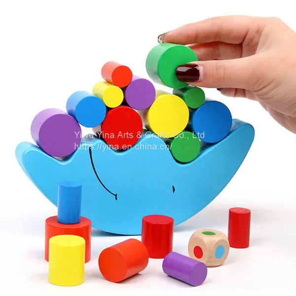 Wooden Cartoon Moon Balance Toy Balancing Game Set Stacking Cylinder Blocks Educational Toys For Kids photo-4