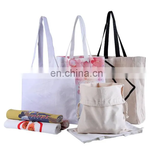 Wholesale 100% Cotton Female Handbag Solid Canvas Weekender Tote Bags Custom Printed Logo photo-3