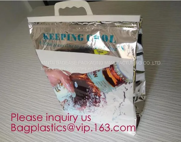 Aluminum Foil Insulated Cooler Bags Waterproof Folding Thermal Lunch Bag,Zip-Lock Grocery Handle Thermal Insulation Cool photo-2