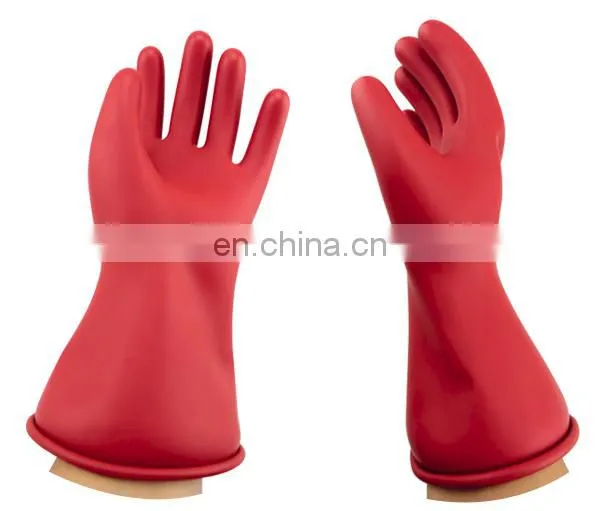 1 KV Long Low Voltage Class 0 Electric Worker Safety Hand Protection Latex Rubber Insulating Gloves photo-3