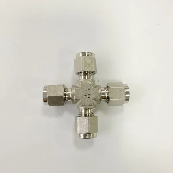 316SS Tube Fittings Union Cross Fitting With Polished Surface Treatment