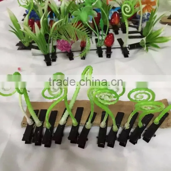 2015 Most Fashion Wholesale Cheap Customized Cute Alligator Green Bean Sprout Hair Pin photo-4
