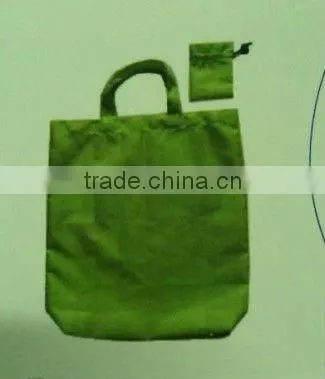 Green Handle Polyester Bag With Pouch