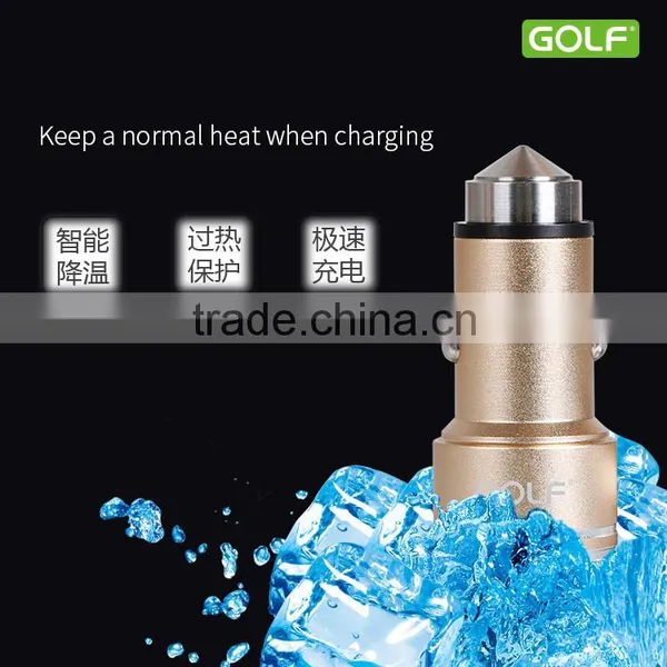 GOLF C06 Double USB Car Charger for IPhone SE 6s Samsung S7 Output 2.1A/1A Quick Charging Metal Matt Car Charger MT-5754 photo-5