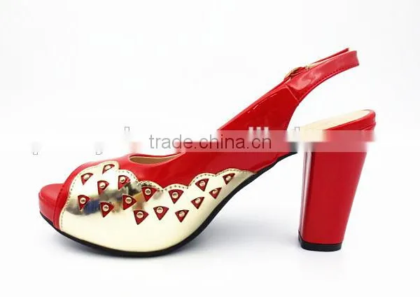 Latest Mix Color High Class Middle Heel Slingback Sandals With Net photo-5