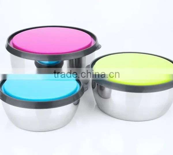 Stainless Steel Metal Rice Mixing Bowl With Silicone Lid photo-2