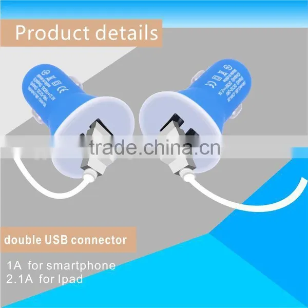 High Quality Auto Universal Dual USB Car Charger for IPhone Samsung HTC LG Sony Huawei Xiaomi 5V 2.1A Short Circuit Protection photo-5
