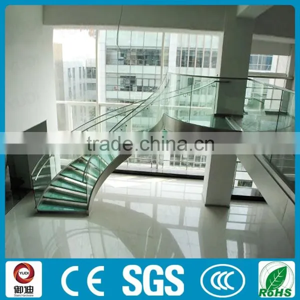 New Arrival Modern Stainless Steel Glass Curved Staircase Design photo-4