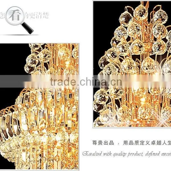 Gold LED Crystal Stair Long Chandeliers Light for Hotel photo-4