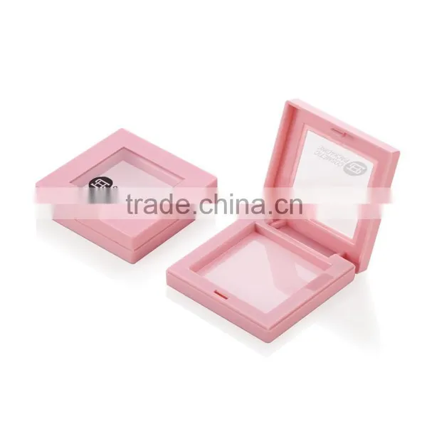 Korea Style Pink Square Cosmetic Pressed Powder Container With Window photo-2
