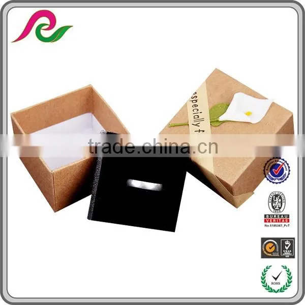 Square Kraft Cardboard Gift Box With Black Foam Inside for Jewelry Packing photo-2