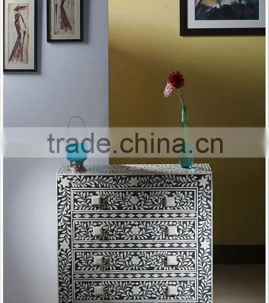 Black Bone Inlay Chest of Drawer/Dresser