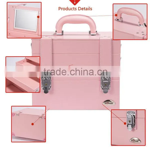 Gift Cute and Fancy Pink 4 Tier Waterproof Travel Toiletry Makeup Cosmetic Case Bag photo-5