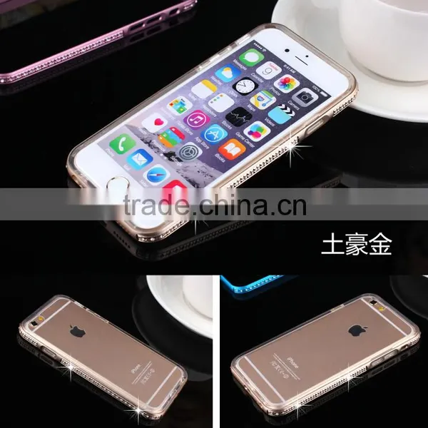 Aluminum Rhinstone Cover Case Diamond Bumper+TPU Cases Cover for Samsung Galaxy S6 Edge, Diamond Bumper Case for Samsung S6 photo-5