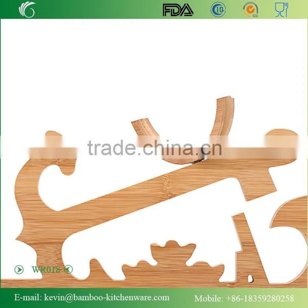 WR018/China Manufacturer Bamboo Wine Rack Wooden Beverage Display Rack Wholesale Decorative Stainless Steel Rack photo-2