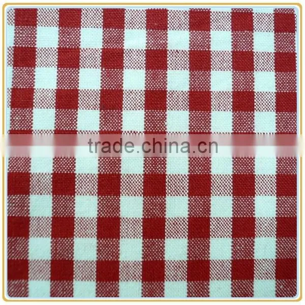 100% Cotton Carded 16s Red/white Mono Checks Yarn Dyed Fabric