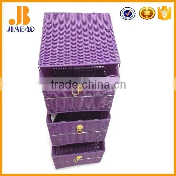 Plastic Rattan Blue Storage Cabinet photo-3