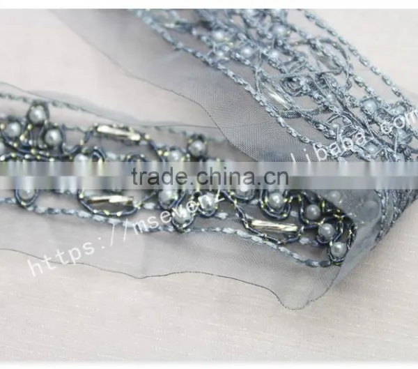 Beautiful Design 4cm Width Guipure Embroidery French Beaded Lace for Dress photo-5
