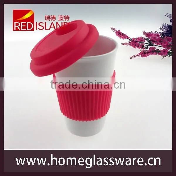 Wholesale High Quanlity Pop Mug Ceramic Cup With Silicon Lid &sleeve photo-2