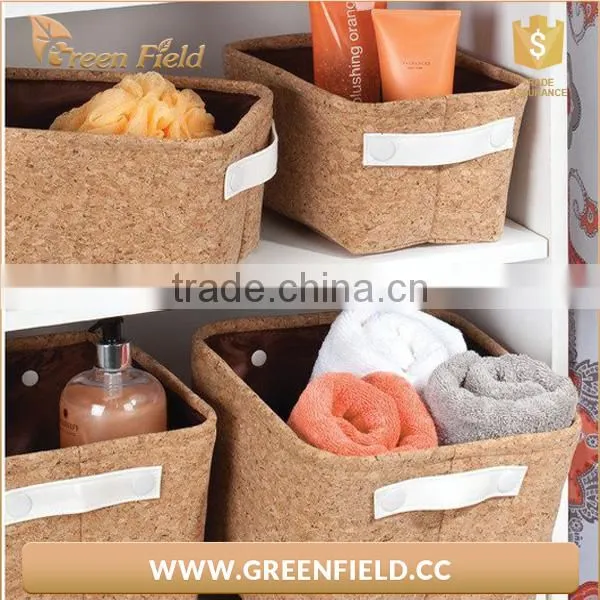 Cork Storage Basket With Handle Toiletry Cork Storage Bag photo-3