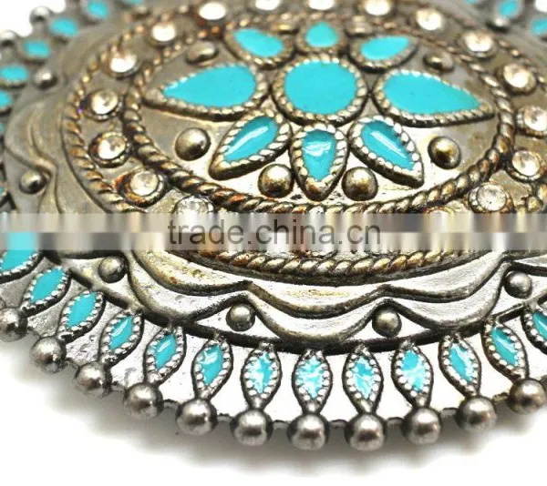 Antique Looking Fashion Hot Sale Embellished Buckle for Belts, Zinc Alloy Material Buckle With Paint Injection and Rhinestones photo-2