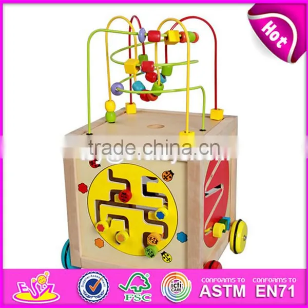 Multi-function 5 in 1 Wooden Toy Activity Cube for Toddlers W11B136-S photo-2