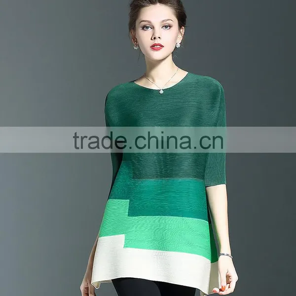 Custom Fashion Lady Three Colors Matching Loose Pleated Dress photo-5