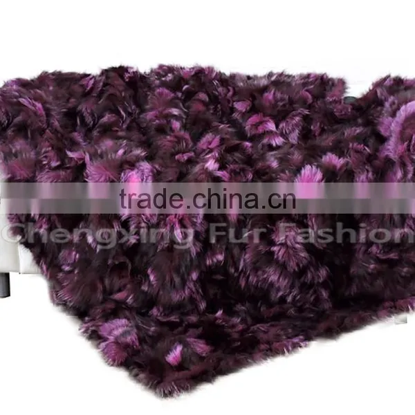CX-D-82A Real Fur Silver Fox Real Fur Throw Blanket photo-2