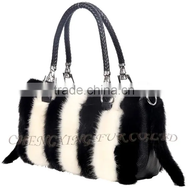 CX-H-57B New Fashion Women Hand Bags Printed Mink Fur Satchel photo-5