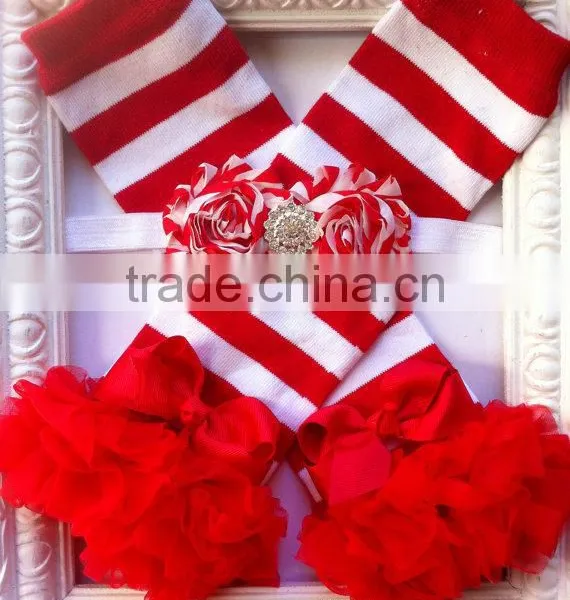 Wholesale Kids Baby Stripe Leg Warmers Christmas Baby Double Ruffle Leg Warmers photo-5