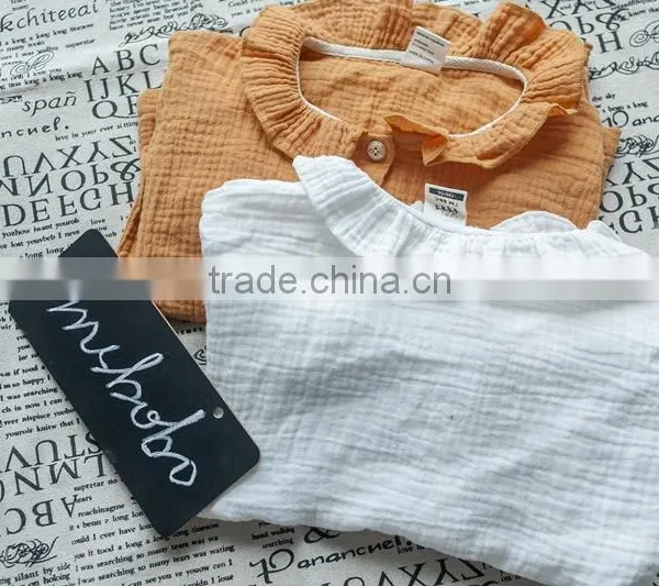 1-6 Years 2017 New Wholesale Autumn Cotton Full Sleeves Solid Color Girls Blouses photo-2