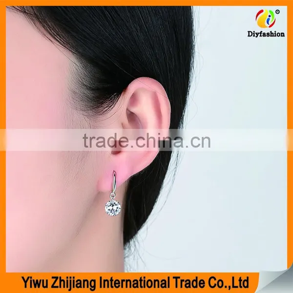 Hot Sell 8mm White Gold Plated Cubic Zricon Stone Earring For Women photo-6