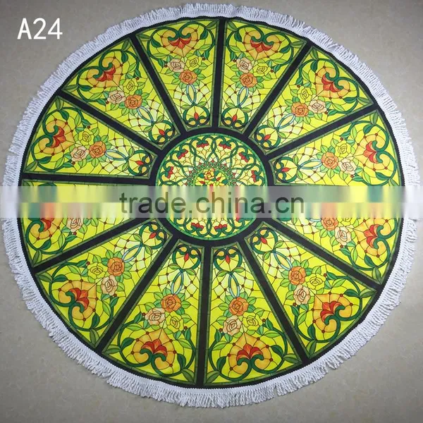 White Flower Printed Round Beach Towel/jkr Bath Towel Table Towel Shawl Yoga Mat Beach Towels/ Round Beach Towels photo-3