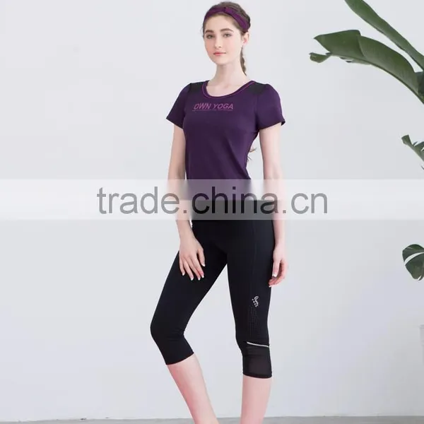 Women Gym Wear Yoga Fitness Short Sleeve T Shirts photo-4