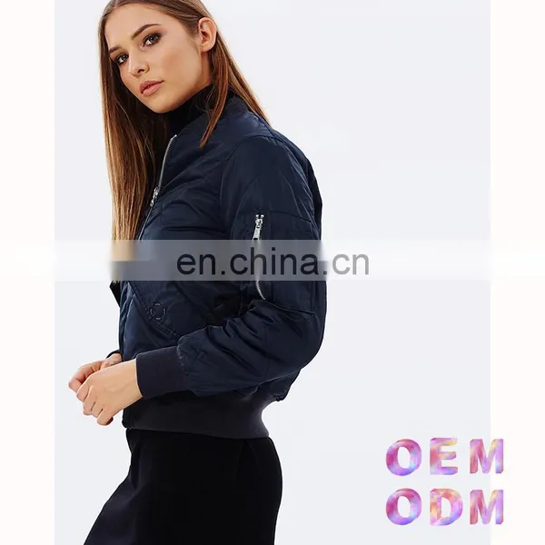 China Manufacturer Sports New Women Black Bomber Jacket Wholesale photo-3