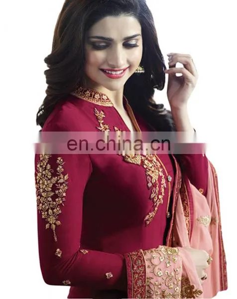 2017 Women Wedding Party Wear Semi-Stitched Straight Cut Salwar Kameez (salwar Kameez Suits) photo-3