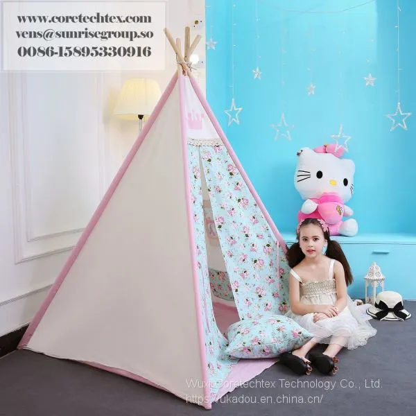 100% Canvas Cotton Kids Teepee Tent With the Pine Poles photo-4
