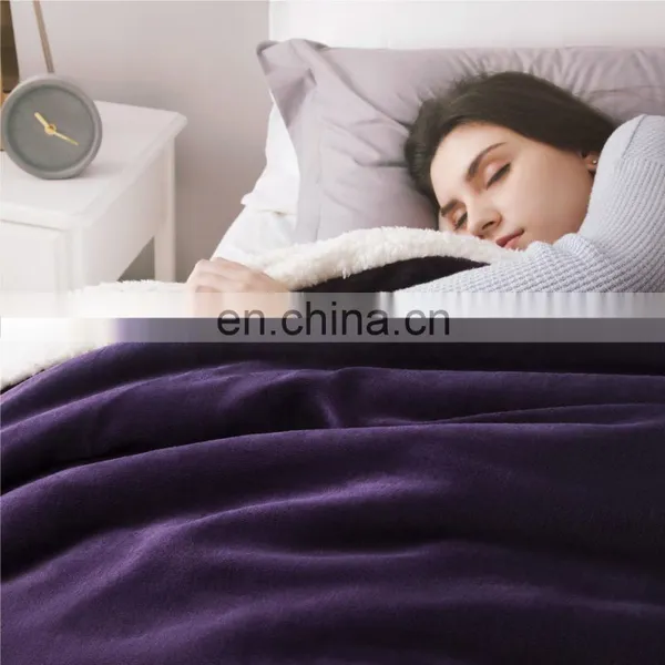 Security Outdoor Lightweight Fluffy Design Violet Sherpa Blanket For Summer photo-2