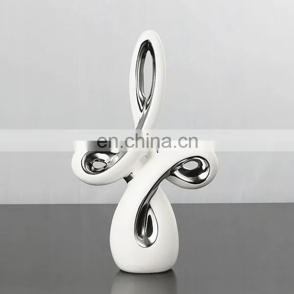 Nordic Modern Hotel Home Decoration Creative Design Artwork Silver-plated Ceramic Living Room Ornaments photo-2