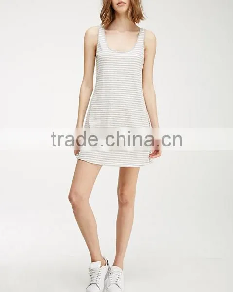 2015 China Manufacturer Customized the Latest Design Striped Scoop Back Dress photo-4