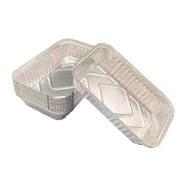 Longstar Disposable 750ml Rectangular Aluminum Foil Food Container With Lid Oven Safe Foil Tray for Baking Meal Prep Takeout Catering photo-2