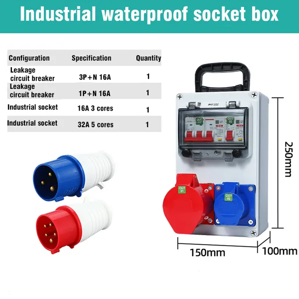 Heavy-Duty Handheld Waterproof Power Socket Box, Custom Multi-outlet Temporary Power Distribution Unit for Construction, Workshop, Stage Performance photo-4