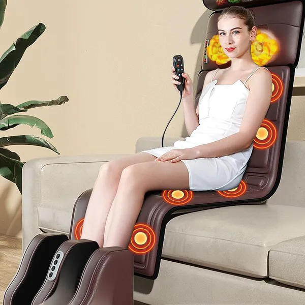3 in 1 Full Body Electric Massage Mat With Heat Vibration Neck Back Waist Leg Foot Massager MH-A90 photo-3