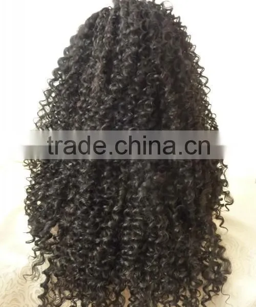 Most Popular Super Long 1# Lace Front Synthetic Kinky Curly Wig photo-3