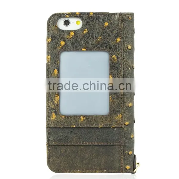 High Quality Wholesale Ostrich Skin Leather Phone Cases for Iphone 6 photo-3