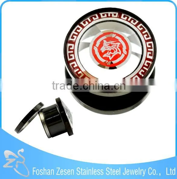 NEW! Black Steel Picture Set Tunnel Ear Plug Piercing photo-3